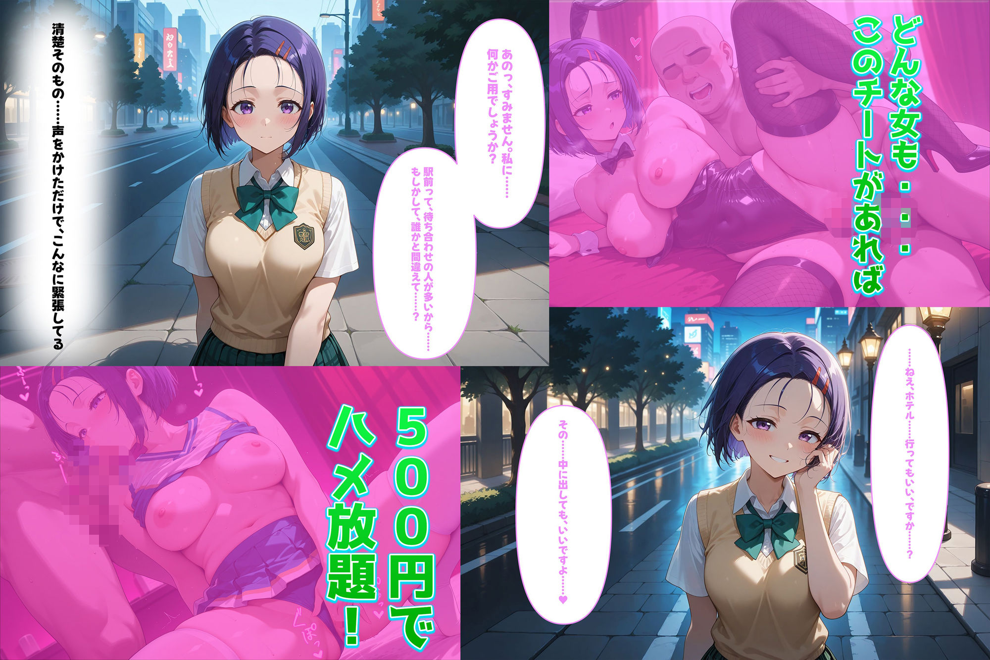 500円でパパ活確定チート〜ワンコインで美少女と即ラブホ！中出し孕ませ確定援交〜［西連〇春奈編］［To〇veる］［CG500枚］ - サンプル画像 1