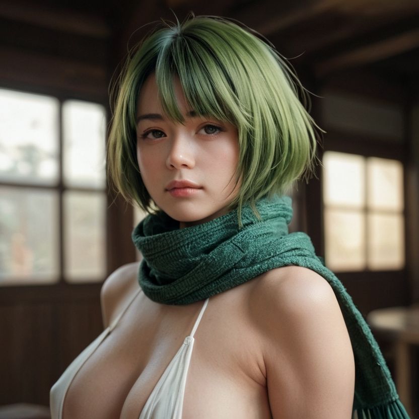 ショートヘアのマフラーの美女（セリフなし  AI画像集） - サンプル画像 7