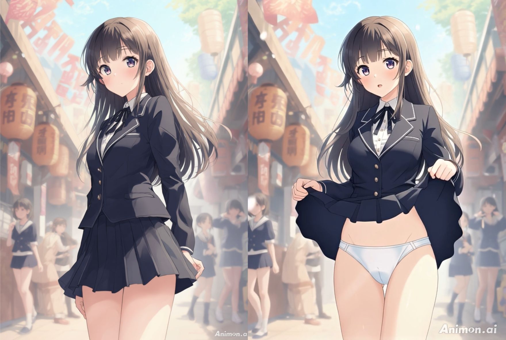 【アニメ28分】文化祭でひたすらミニスカめくって生パンツ！ミニスカートの制服を着た女の子200人以上がパンティーを見せてくれる、妄想の世界での文化祭！ふわふわな純白ショーツや紐パンから、ブルマやスパッツっぽい下着まで！大胆な女の子から、ツンデレでなかなか見せてくれない女の子まで！現実の世界での文化祭では、絶対にこんなことしないでくださいね！！ - サンプル画像 4