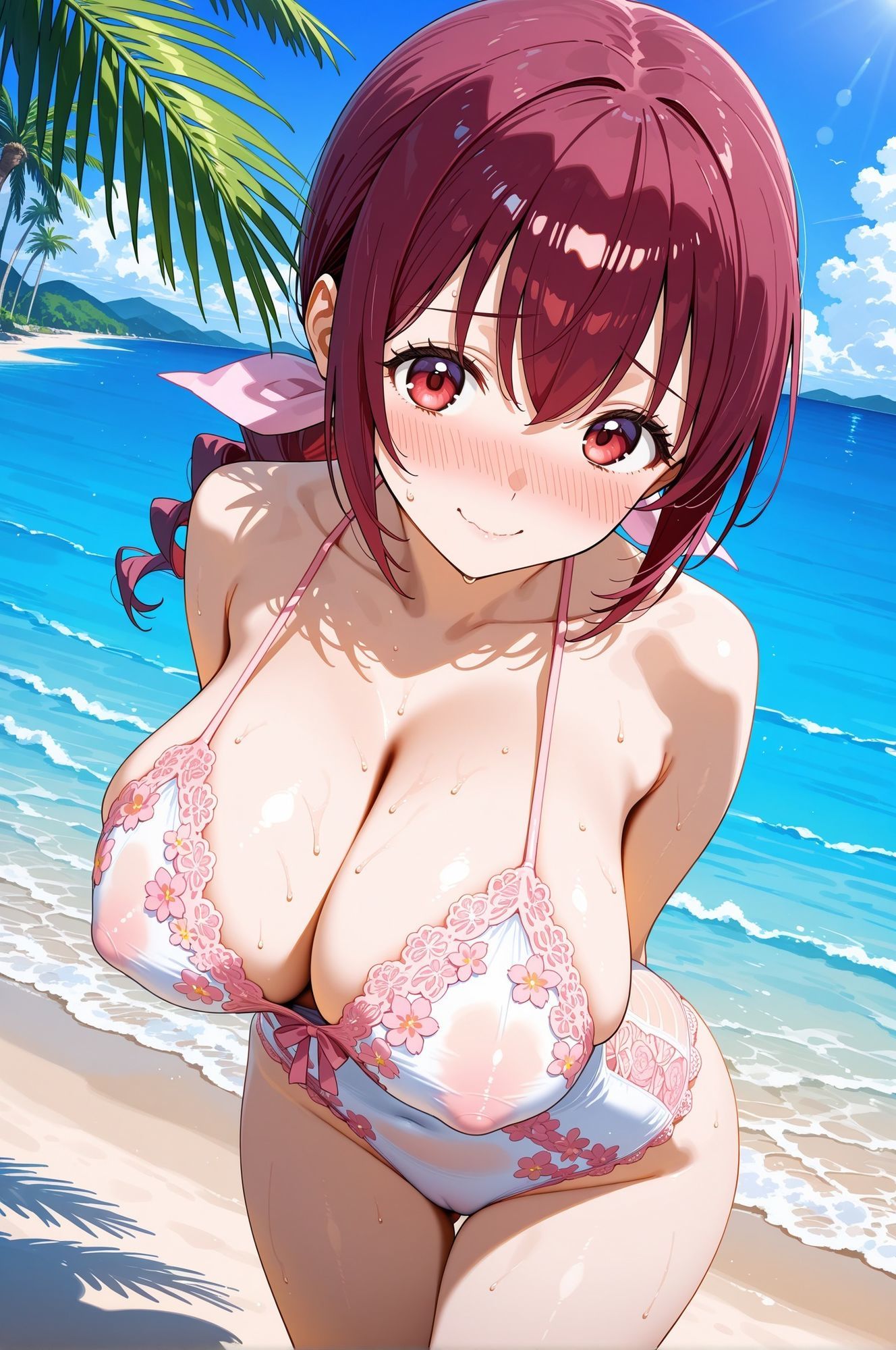 育代さん〜みゆきママ〜がホントの世界では絶対着てくれない水着を着てくれるCG集 - サンプル画像 1