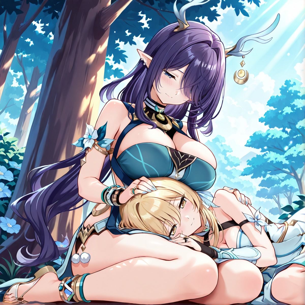 ほ〇る×ラ〇マ ふたなり百合CG集 - サンプル画像 1