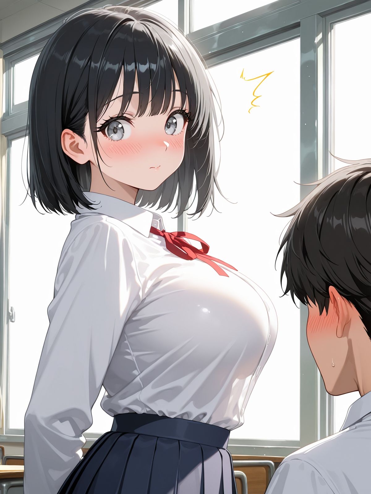 【AI学園喜ばれ部】部長と教室でHして中だししたら喜ばれた - サンプル画像 1