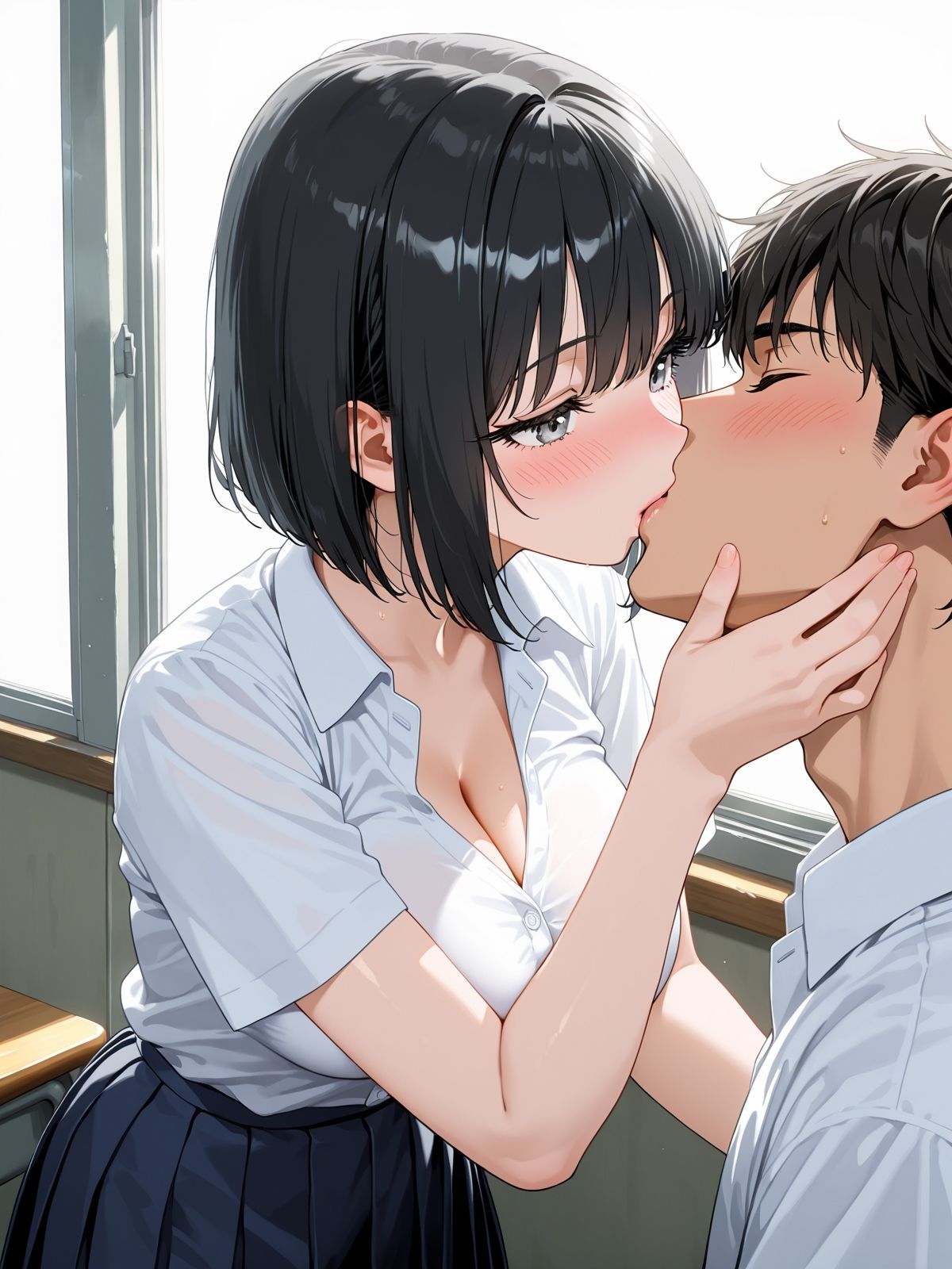 【AI学園喜ばれ部】部長と教室でHして中だししたら喜ばれた - サンプル画像 7