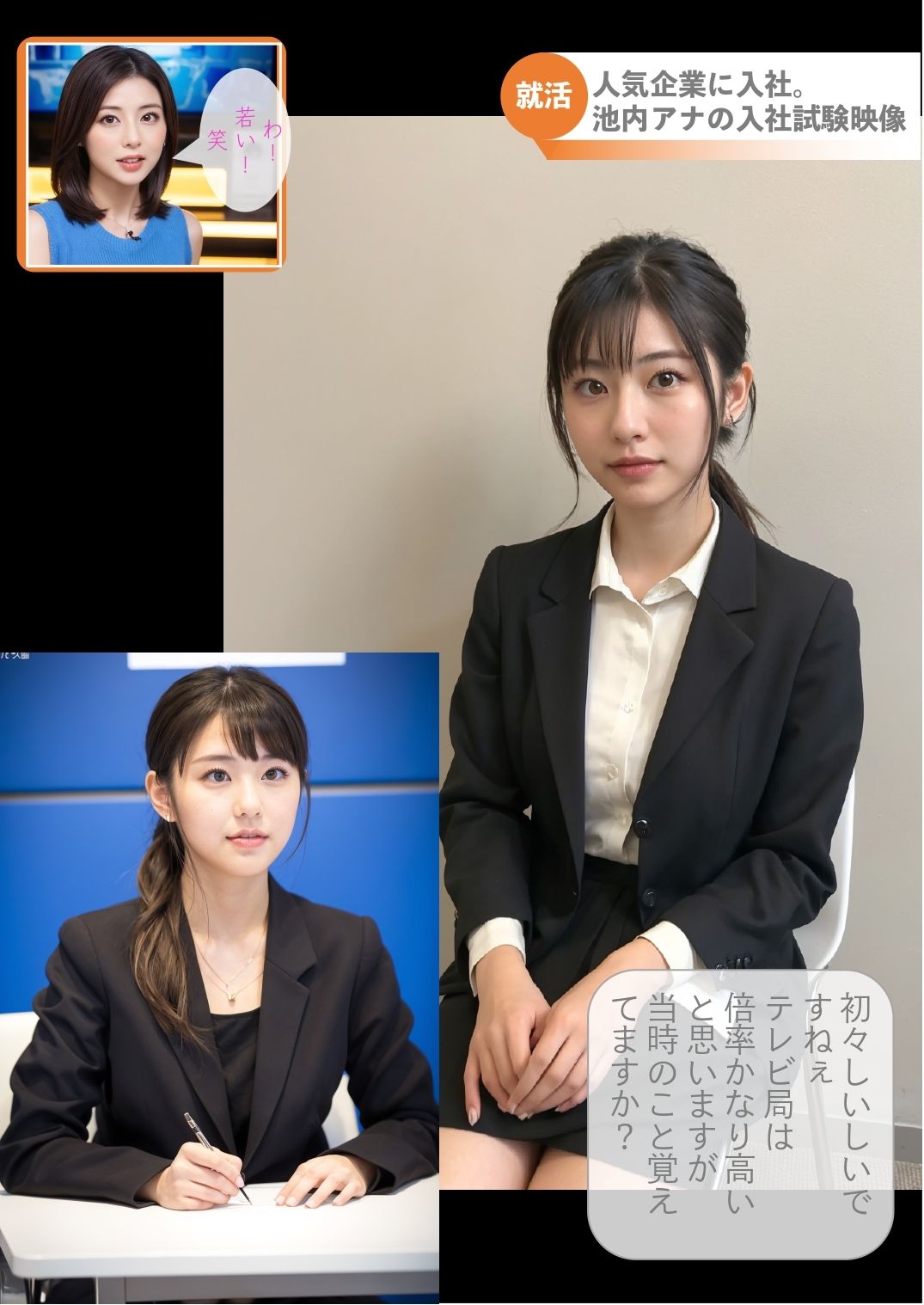 ［ストーリー＋大量画像］ぶっかけLive News！就活生応援特集 清楚インテリ美人アナが番組中吹きっぱなし！ - サンプル画像 5