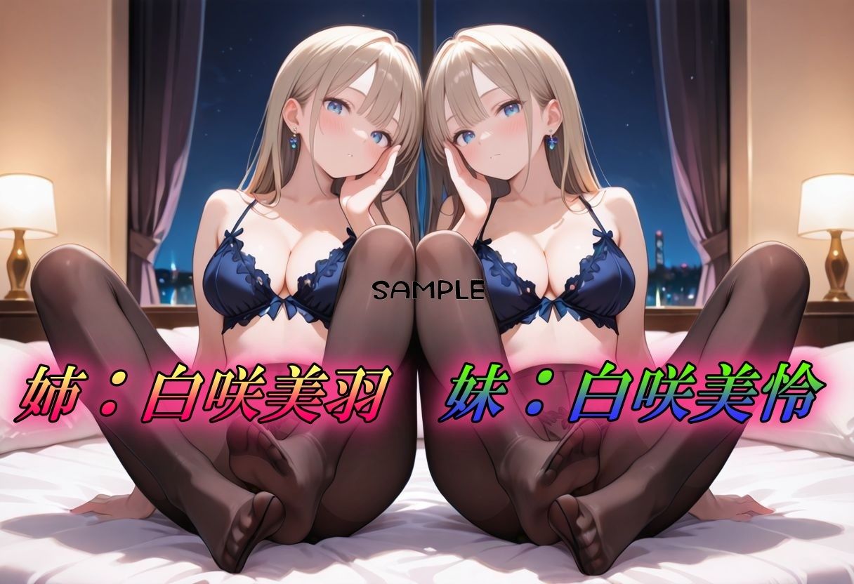 双子ギャルの黒スト×レズ×3PSEX！ - サンプル画像 1