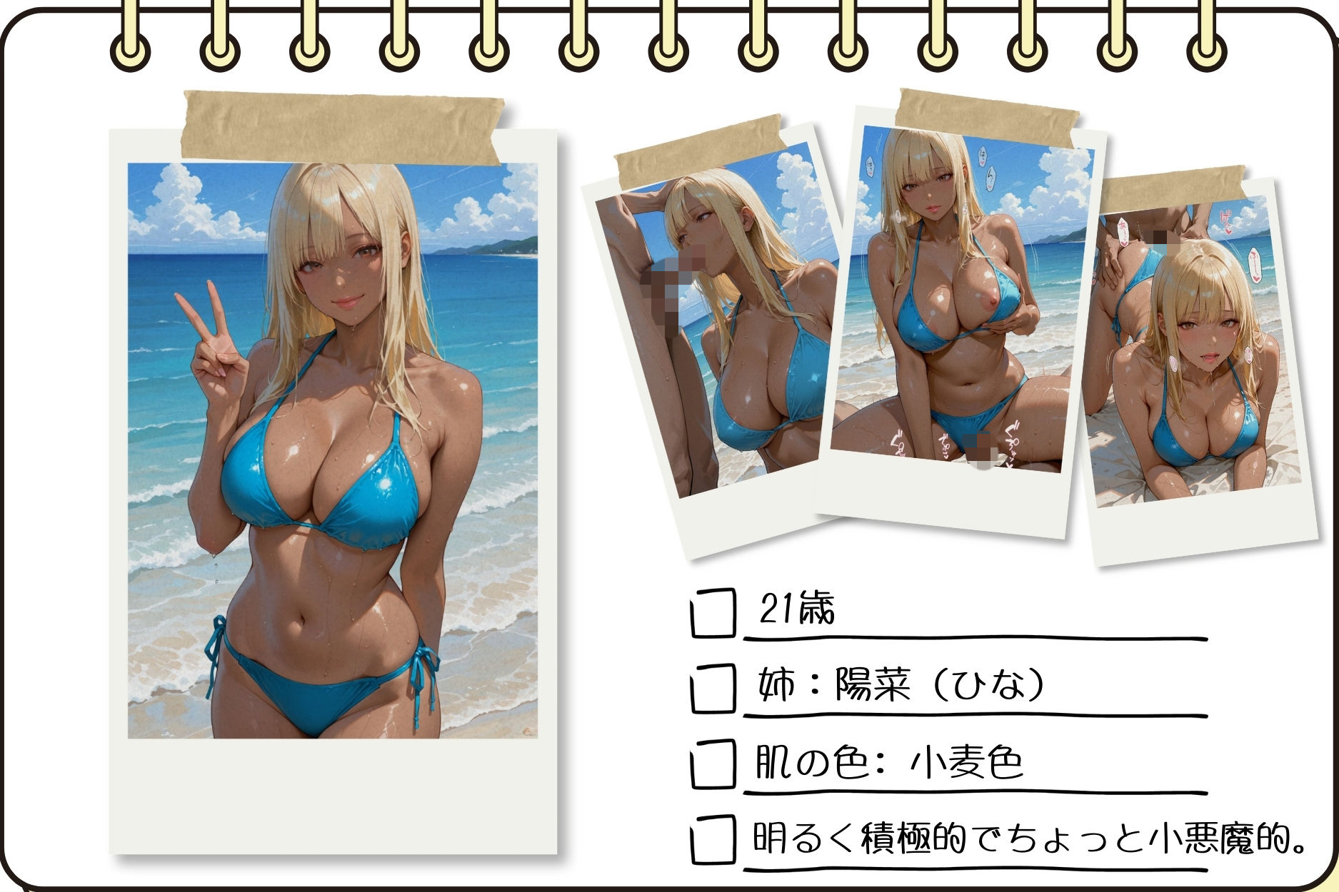 双子ビーチ〜白黒姉妹にビーチで中だし - サンプル画像 1