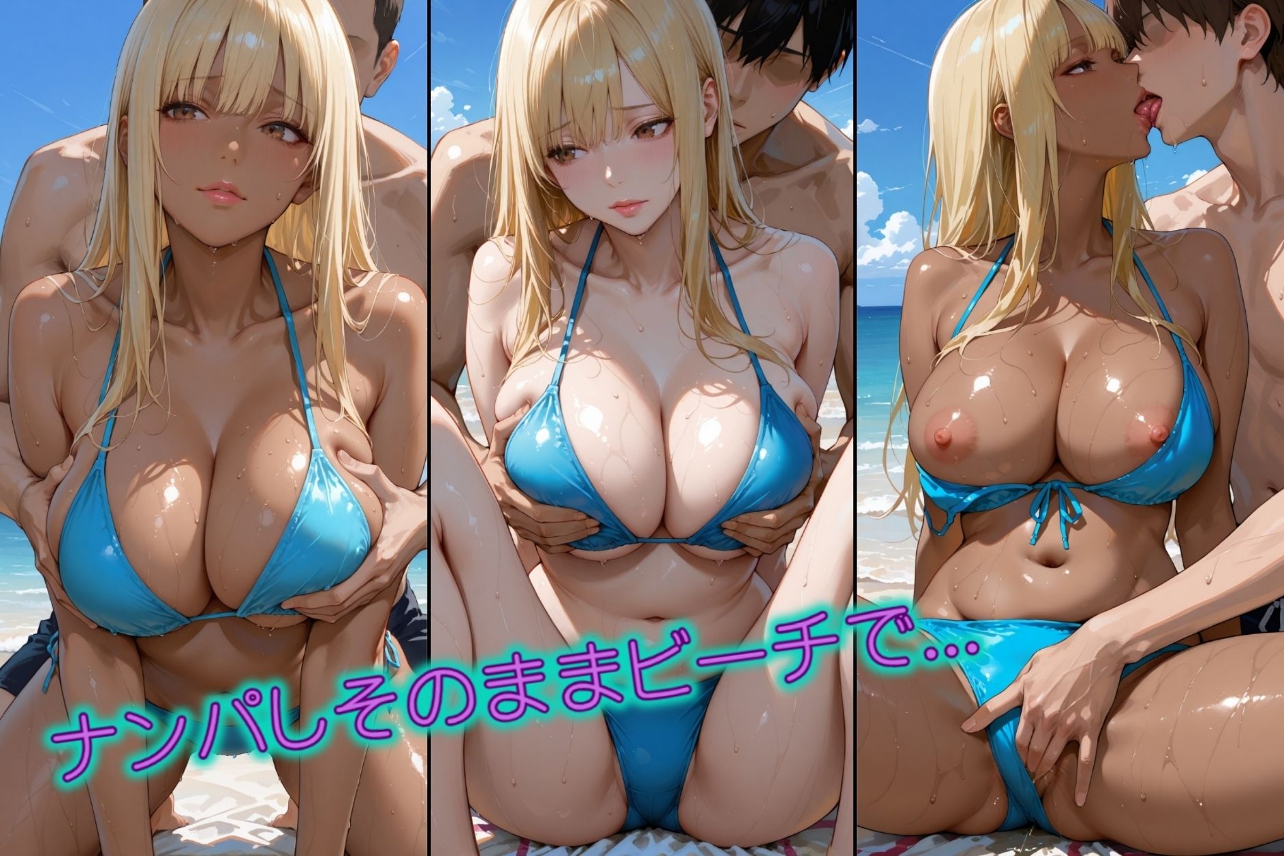 双子ビーチ〜白黒姉妹にビーチで中だし - サンプル画像 4