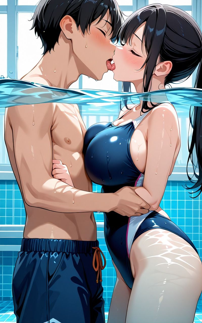 爆乳スク水女子校生 - サンプル画像 1