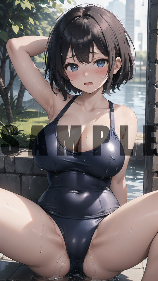 次回作でヤリチンに処女を奪われる清楚系黒髪ショートカット巨乳美少女のグラビア写真集 - サンプル画像 5