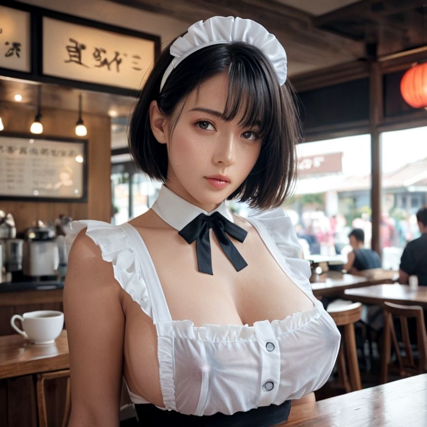 シースルーのメイド服のお姉さんとカフェに（セリフなし  AI画像集） - サンプル画像 8