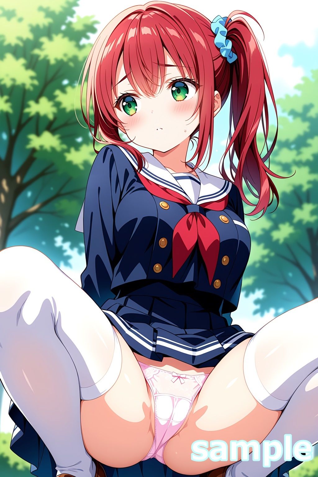 おパンツ拝見イラスト集 〜セーラー服女子校生・しゃがみパンチラ編〜 - サンプル画像 4