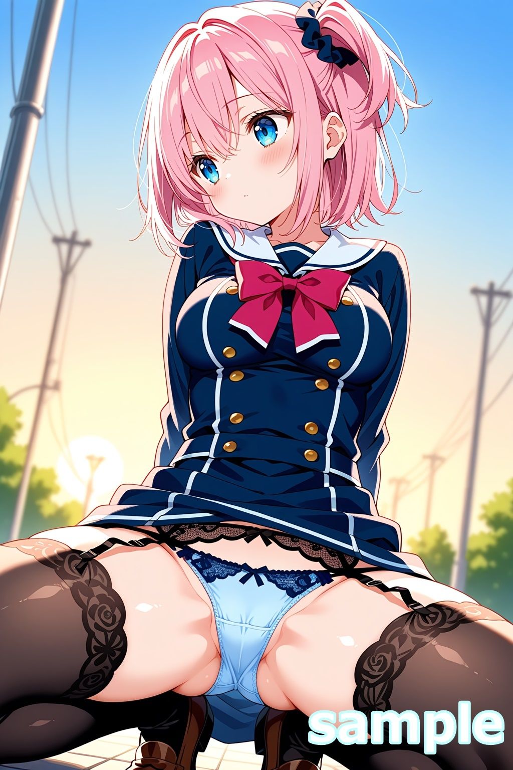 おパンツ拝見イラスト集 〜セーラー服女子校生・しゃがみパンチラ編〜 - サンプル画像 9