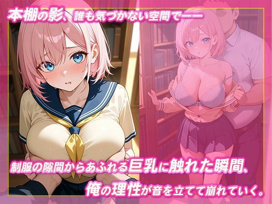 巨乳義理娘の美貌に理性吹き飛び 図書館で中出し - サンプル画像 1