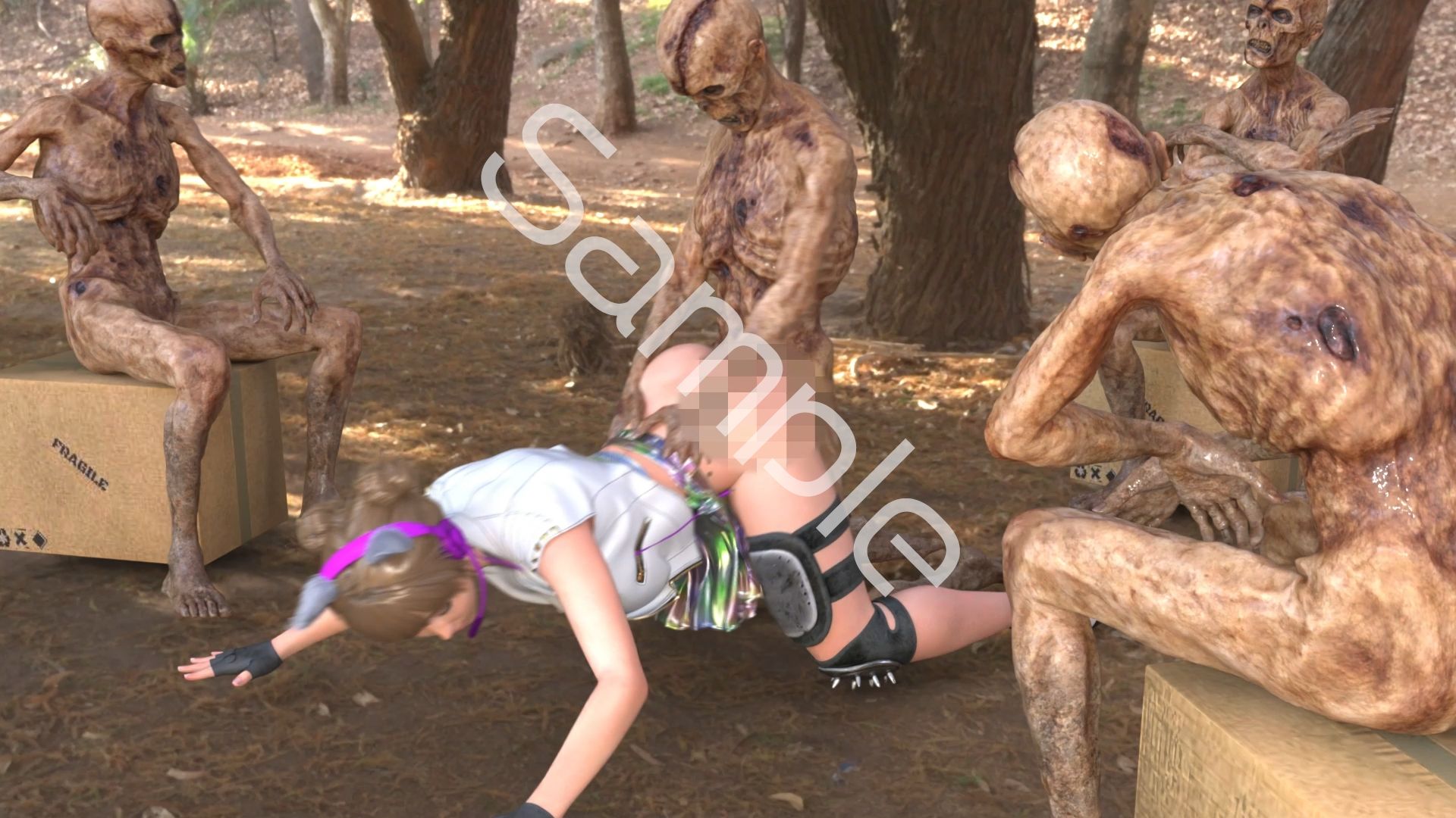 【▲100】廻里が主人公のMMORPG『編隊コレクション:Re』ゲーム動画（Vol.02:ゾンビの集団によるレ○プ被害に遭ってしまう:バック） - サンプル画像 3