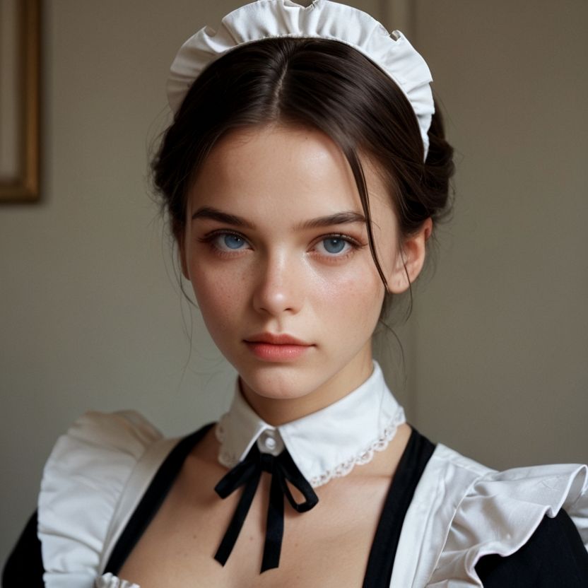 おっぱいが見えるメイド服を着た外国人（セリフなし  AI画像集） - サンプル画像 4