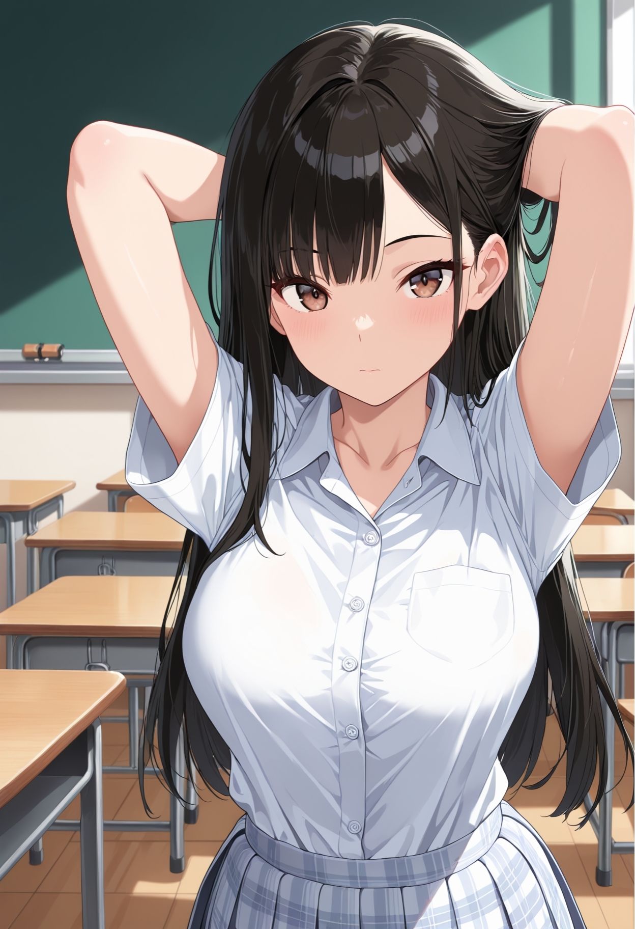 女子校生と放課後ハメ撮り性指導 巨乳X制服X汗だく - サンプル画像 1