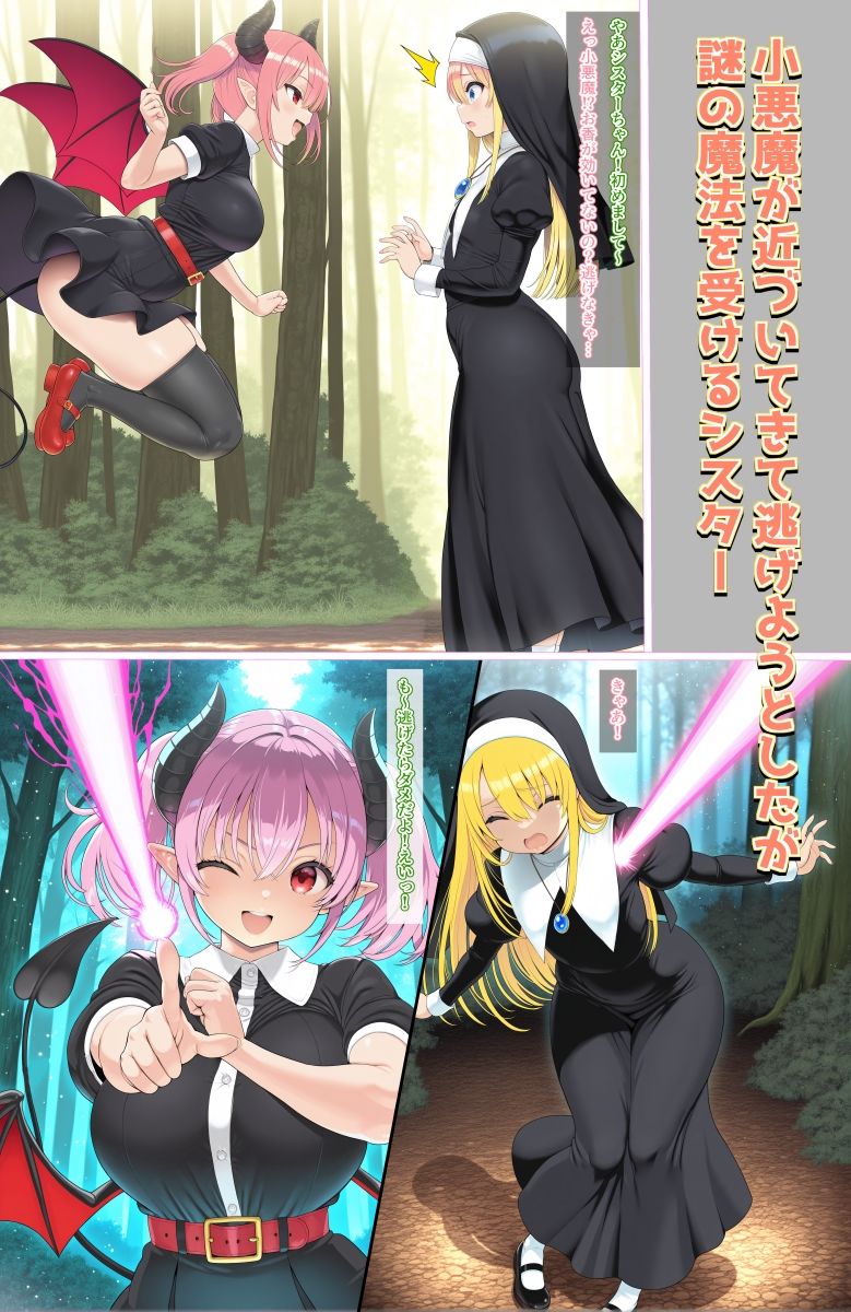 清楚なシスターが小悪魔の魔法でドスケベ爆乳シスターちゃんに変わる話 - サンプル画像 2