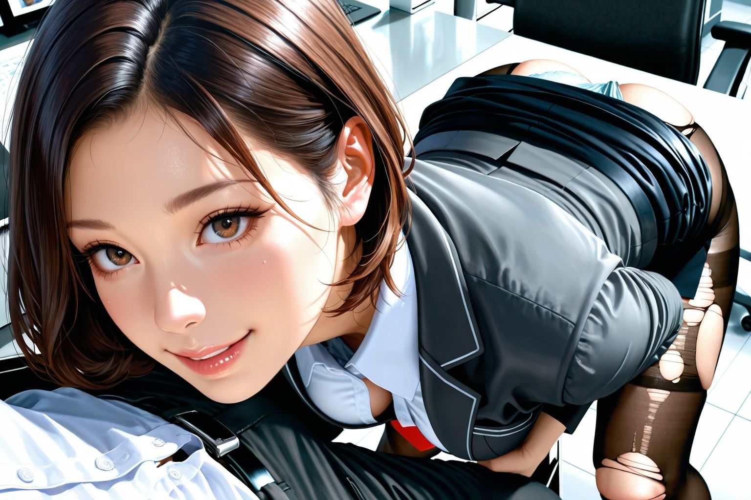 巨乳秘書  パンスト足コキ地獄 - サンプル画像 1