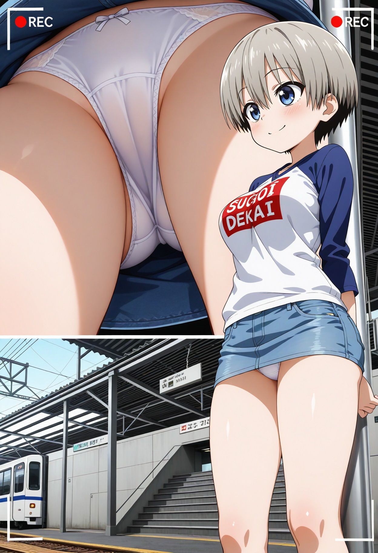 スカート内盗撮、着替え盗撮、野ション、野外露出風【宇崎花風1】 - サンプル画像 1