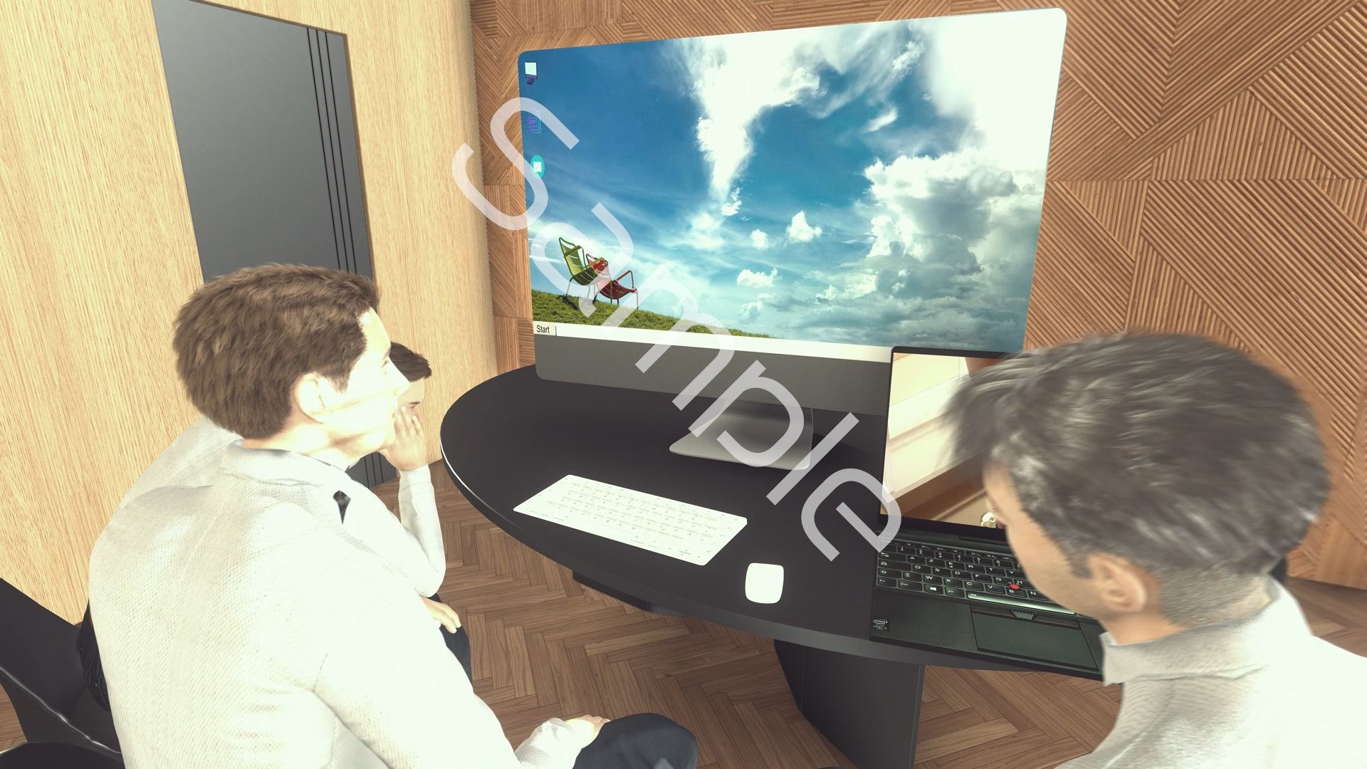 【●100▲100】ドスケベ放送部員男子複数名による、廻里生徒会長の演説時真下のピンホールカメラからの逆さ撮り盗撮動画ライブ鑑賞の様子（Vol.006:私服演説で盗撮されたフルバックパンティ） - サンプル画像 8