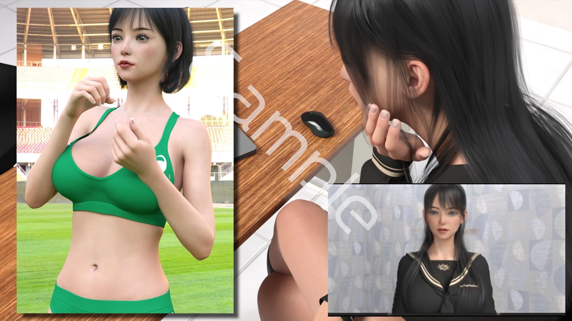 【△100●100】学業成績学年一位の二階堂沙耶・県警からの事情聴取で、自らの盗撮被害動画の確認を強いられる:DeepNude_001『沙耶のAIディープフェイク・勝手に陸上女子コスを着せられアイコラされておっぱいポロリ動画を生成される』 - サンプル画像 1