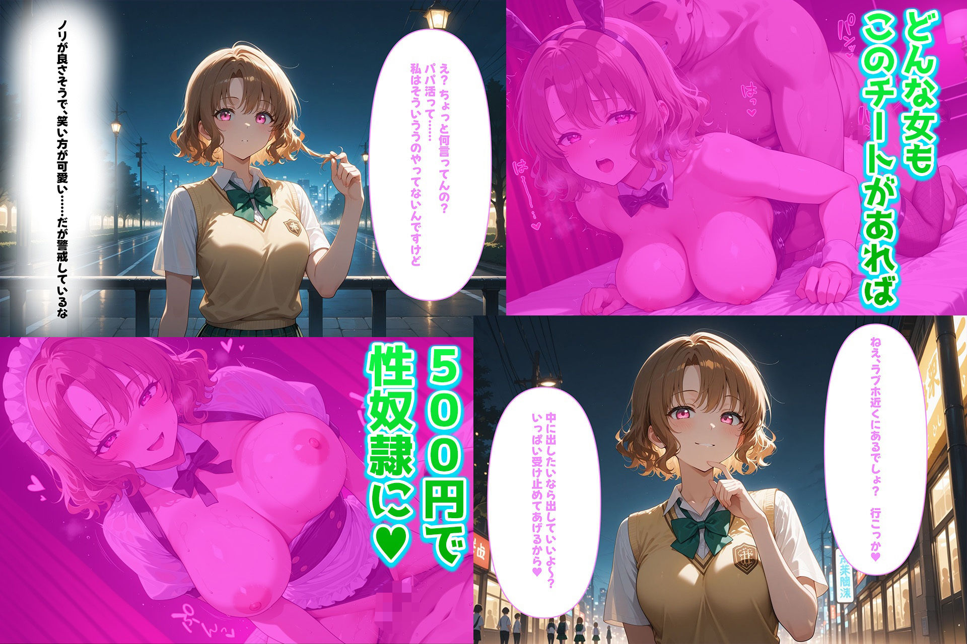 500円でパパ活確定チート〜ワンコインで美少女と即ラブホ！中出し孕ませ確定援交〜［籾岡〇沙編］［To〇veる］［CG500枚］ - サンプル画像 1