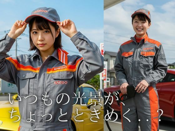 ガソリンスタンドで働く美女 - サンプル画像 3