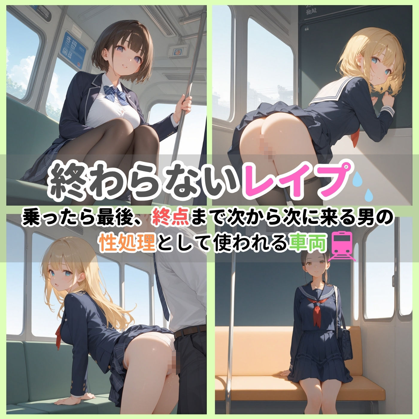 ビッチ用レ●プ車両！乗ったら終点まで乗り継ぎまくってください6【制服美少女の厳選CG375枚収録】 - サンプル画像 1