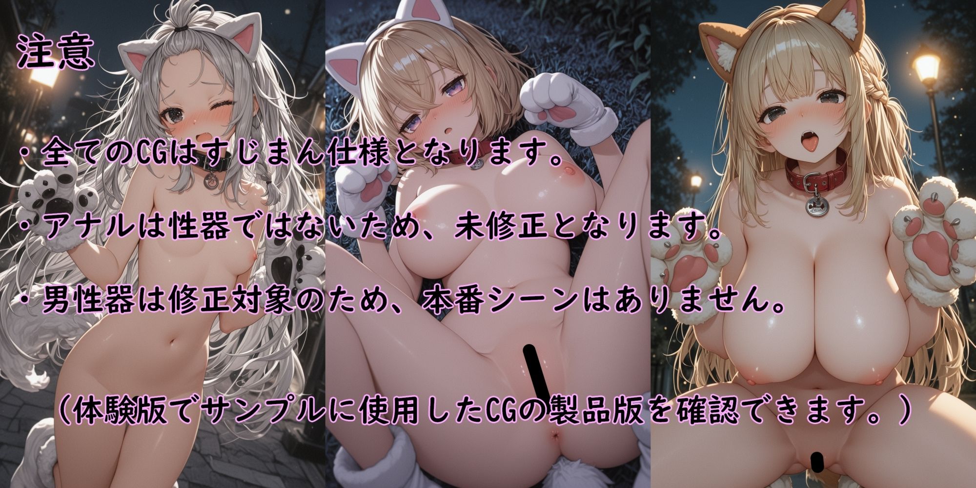 ペットなすじっ娘たちと夜のお散歩（陰毛なしver.） - サンプル画像 1