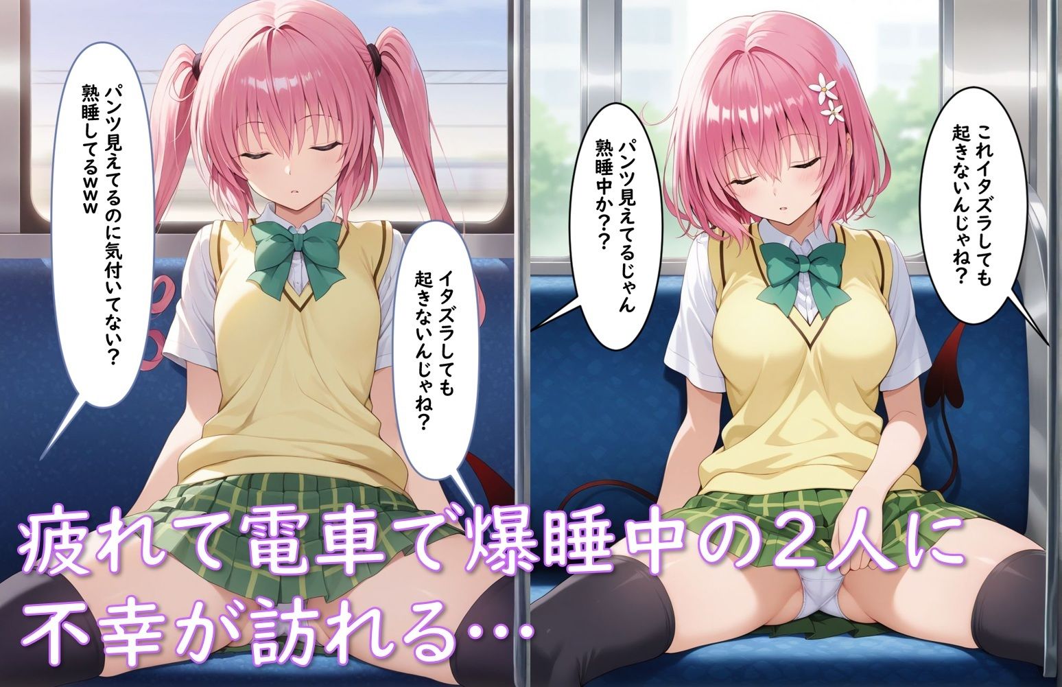 ナナ＆モモ_美人姉妹電車睡〇姦 - サンプル画像 3