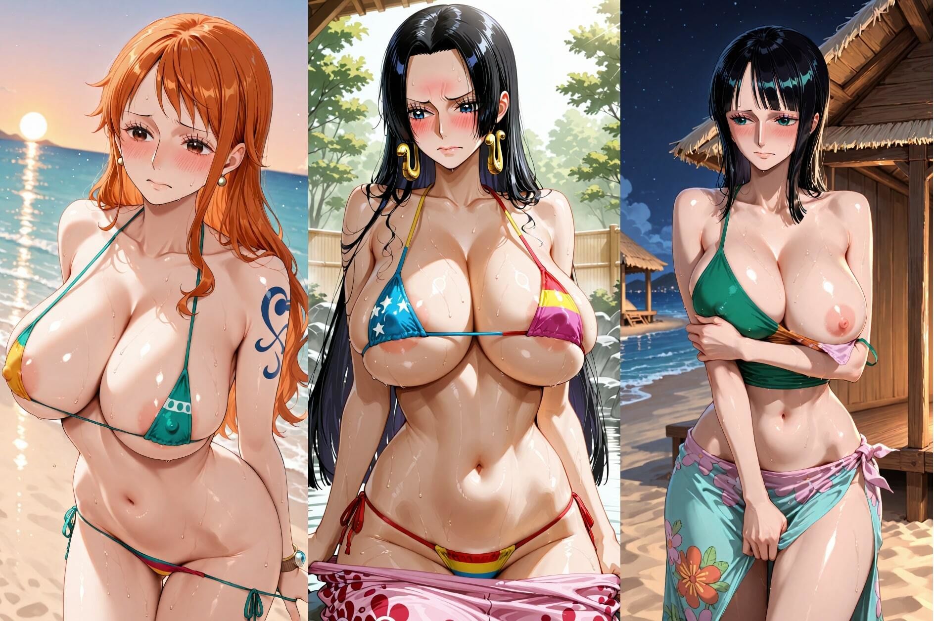 人気ヒロイン2人を海でナンパしてSEX漬けにした物語 【〇ミ・ハ〇コック・ロ〇ン 編】 - サンプル画像 1