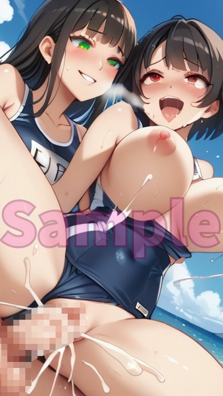 夏だ！海だ！スクール水着＆ふたなり美女たちとビーチで大乱交パート4 - サンプル画像 7