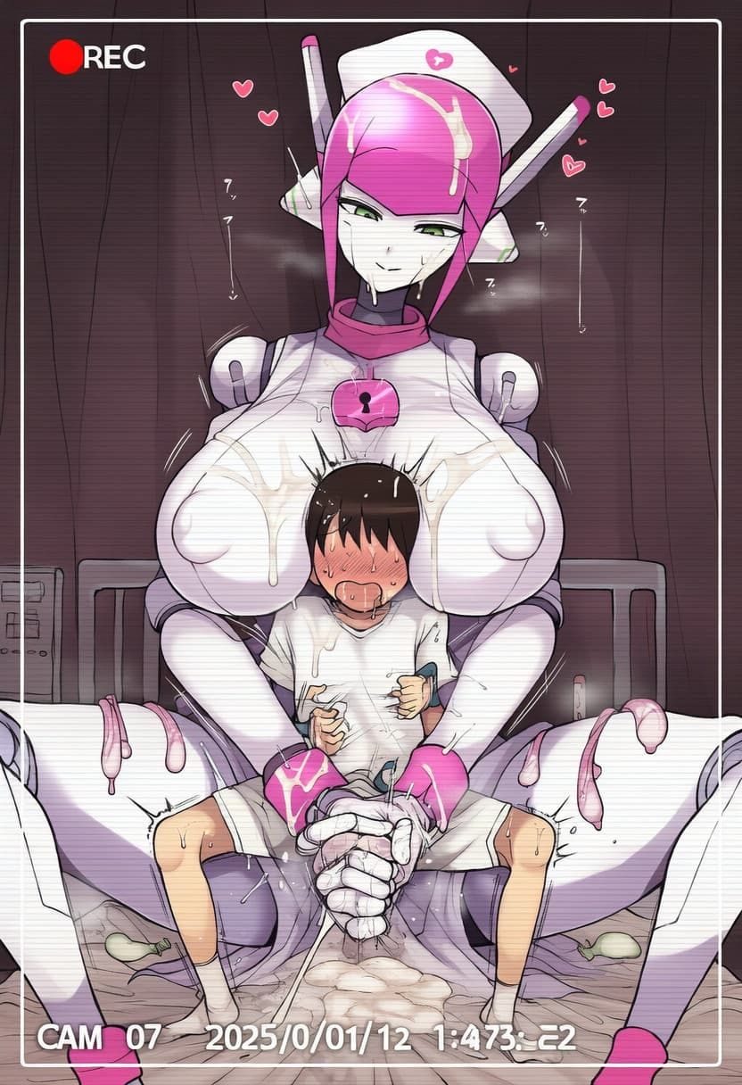 爆乳ロボットにパイ固めされる僕 - サンプル画像 4