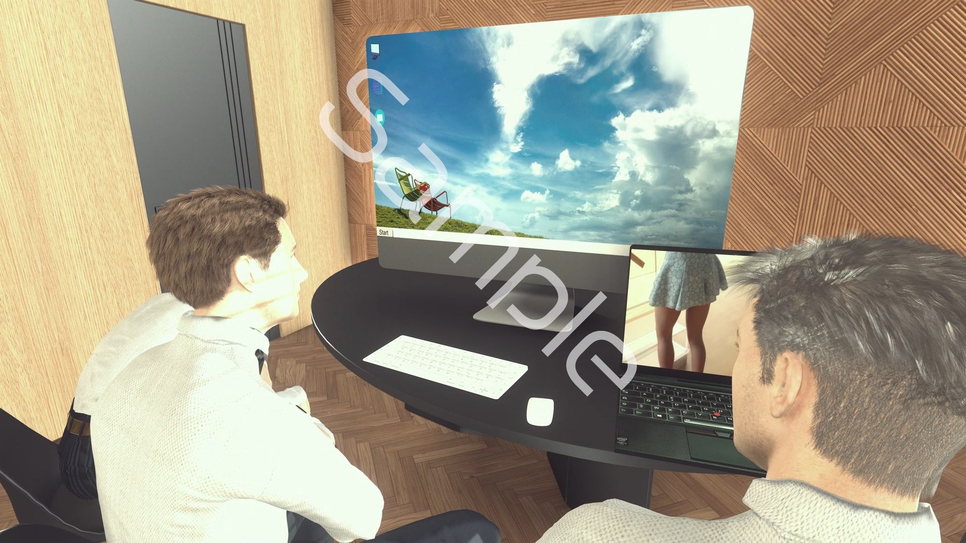 【●100▲100】ドスケベ放送部員男子複数名による、廻里生徒会長の演説時真下のピンホールカメラからの逆さ撮り盗撮動画ライブ鑑賞の様子（Vol.007:私服演説で盗撮されたフルバックパンティ・わたしの弁当箱に精液出した奴出て来い（怒）） - サンプル画像 5