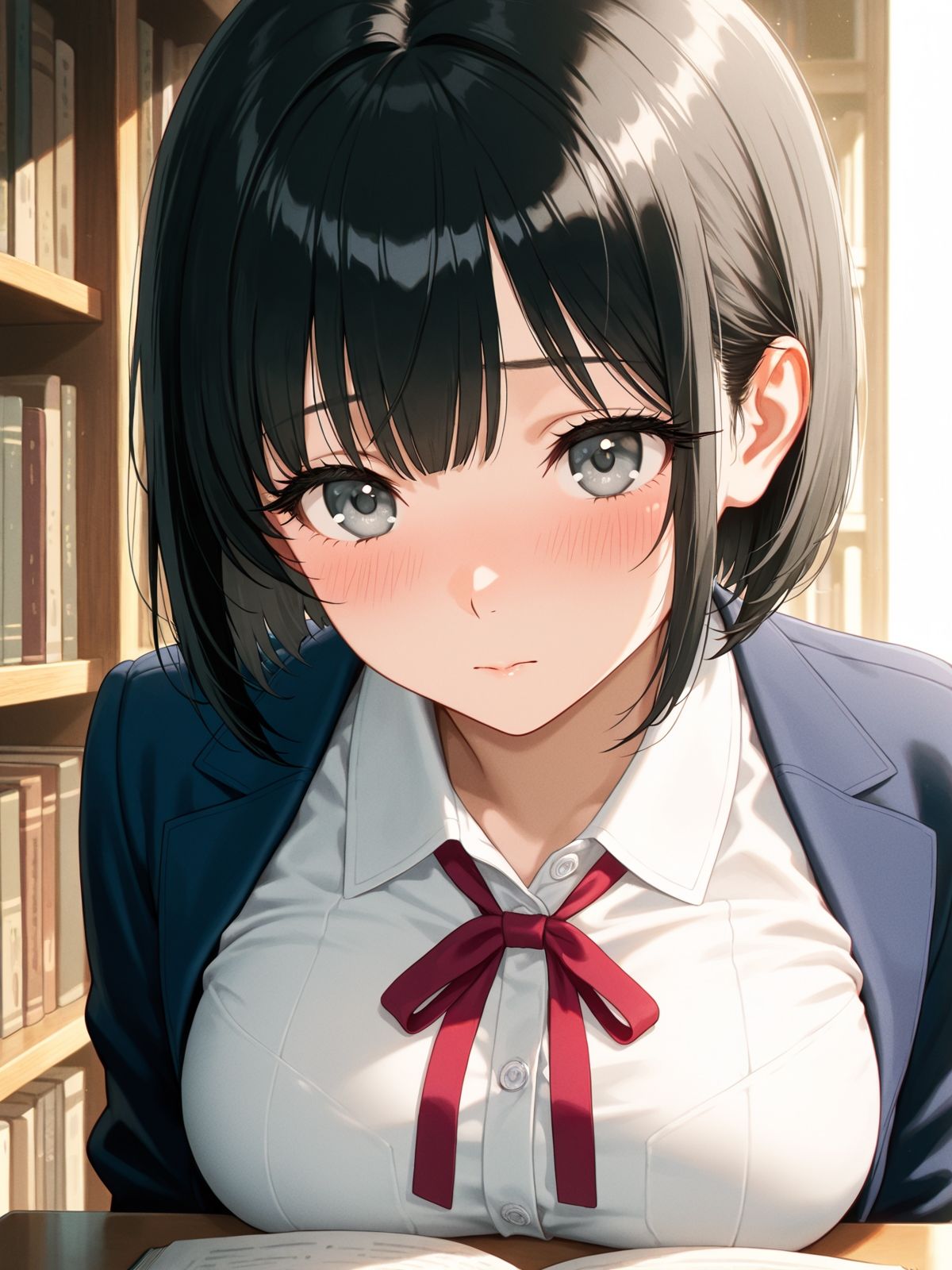 【AI学園喜ばれ部】部長と図書室でHして中だししたら喜ばれた - サンプル画像 1