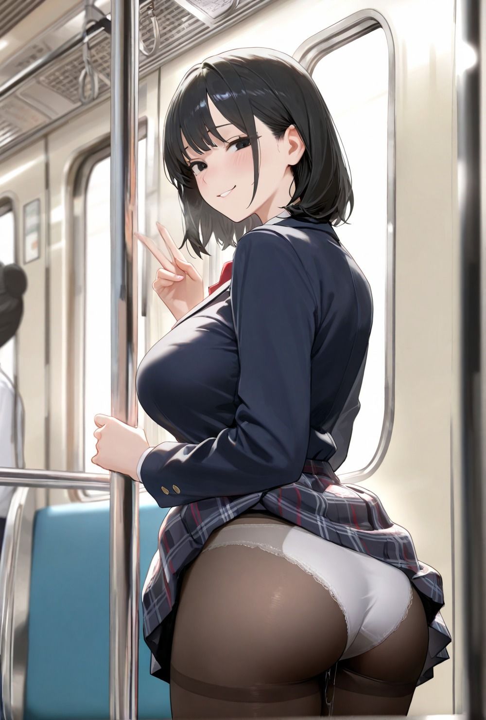 クラスの1軍マドンナ女子校生は電車痴●でおじを誘惑しちゃう - サンプル画像 1