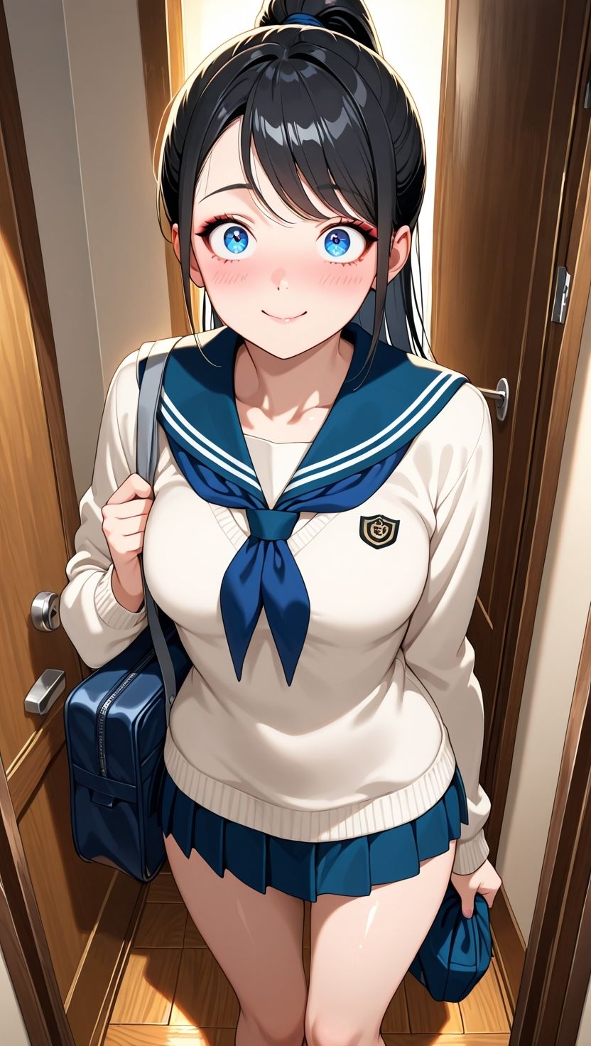 黒髪ポニテ妹が兄にだけ見せる甘えと背徳 - サンプル画像 1