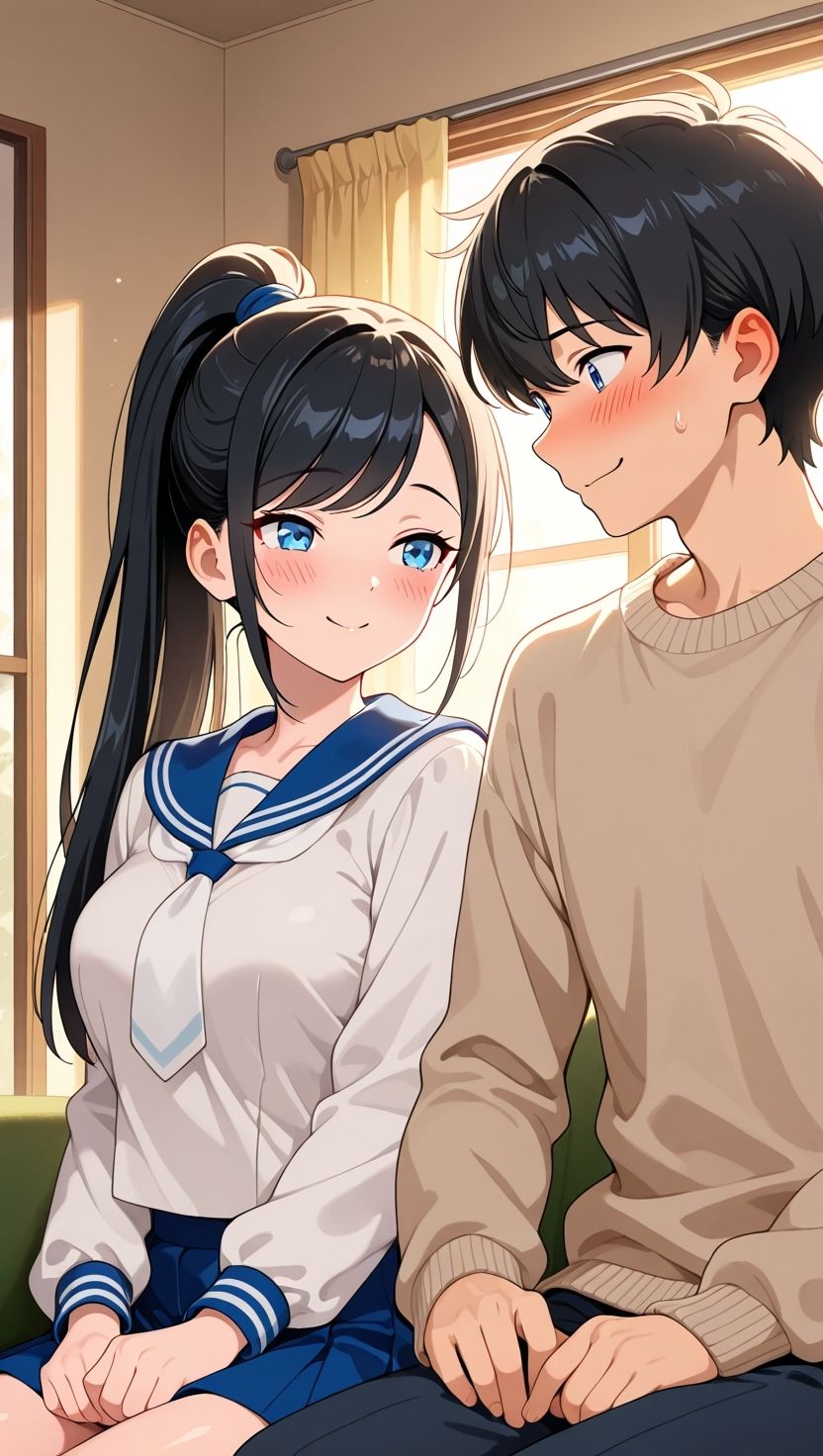 黒髪ポニテ妹が兄にだけ見せる甘えと背徳 - サンプル画像 2