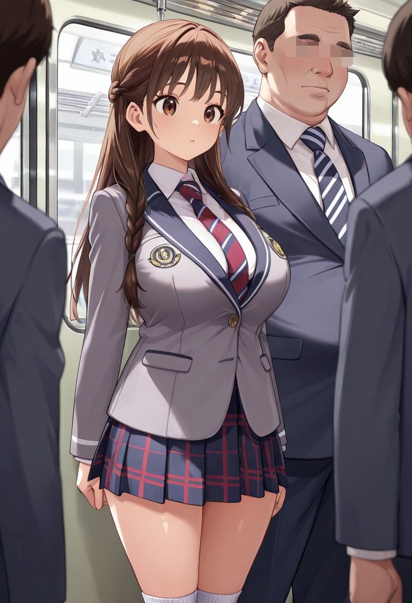 おじさん、もっと触って…電車で痴●に遭い感じてしまう女子校生 - サンプル画像 1