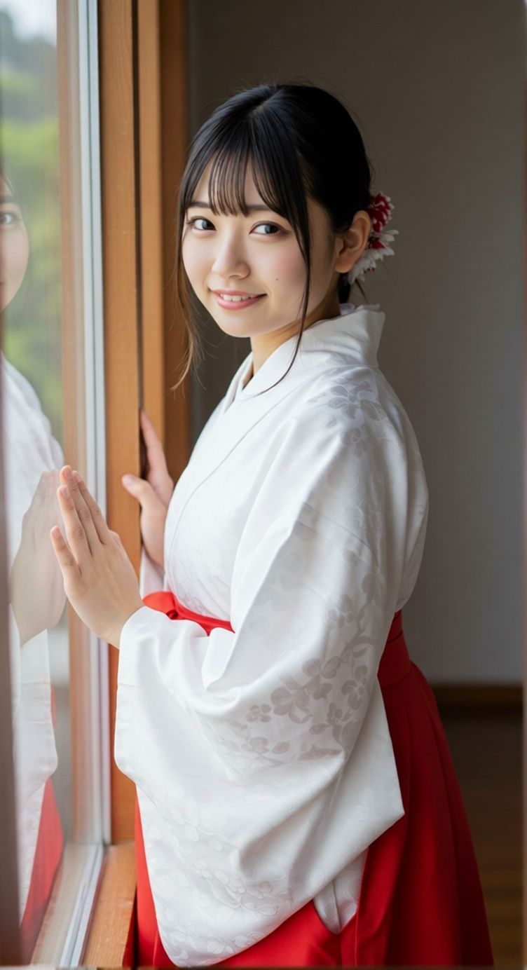 巫女さんが一肌脱ぎました（物理） - サンプル画像 1