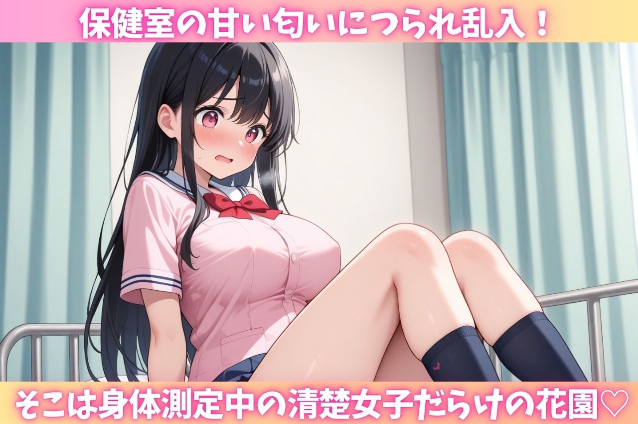 身体測定中の保健室に男子乱入！清楚系敏感女子が乳首こねくり回されイキ狂う - サンプル画像 1