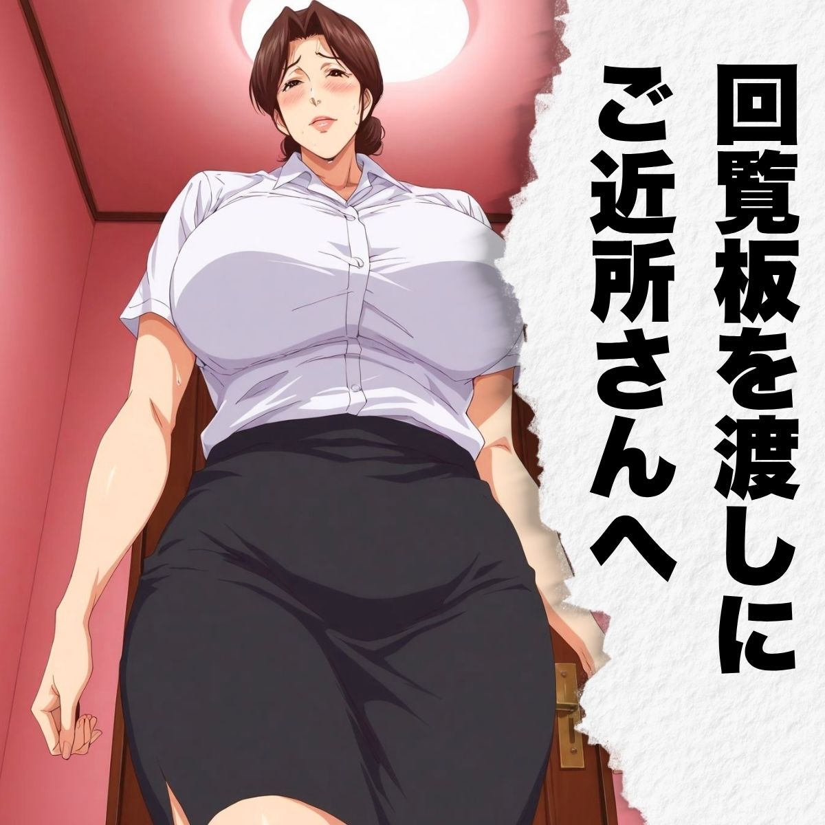 人妻回乱板  【回覧板を渡す日に人妻と近所のおじさんたちとの乱交が開催されていた！】 - サンプル画像 1