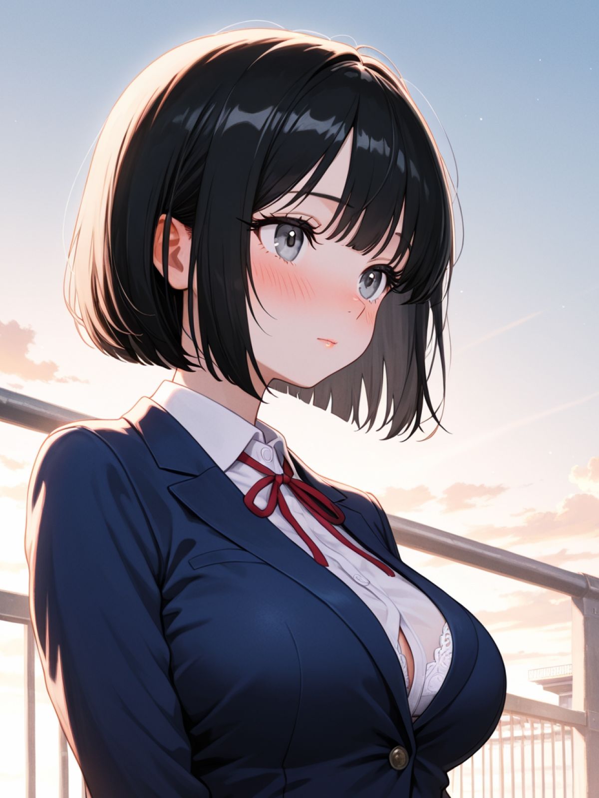 【AI学園喜ばれ部】部長と屋上でHして中だししたら喜ばれた - サンプル画像 1