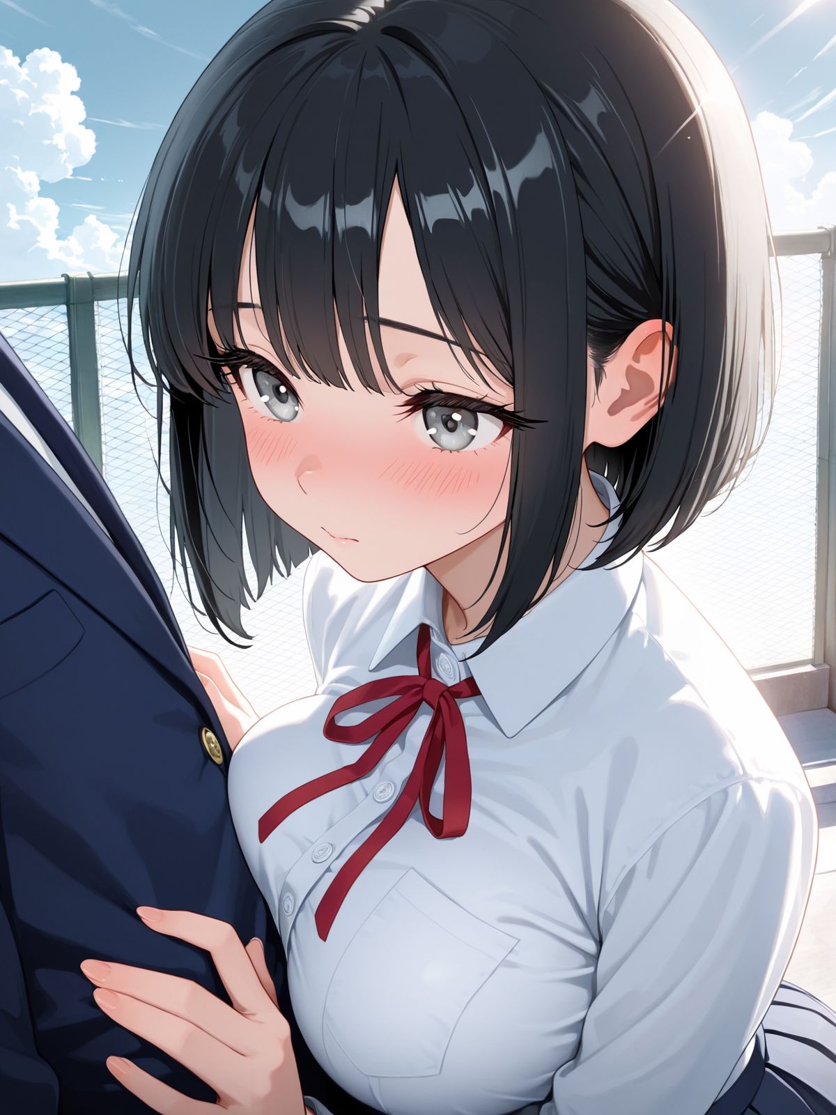 【AI学園喜ばれ部】部長と屋上でHして中だししたら喜ばれた - サンプル画像 4