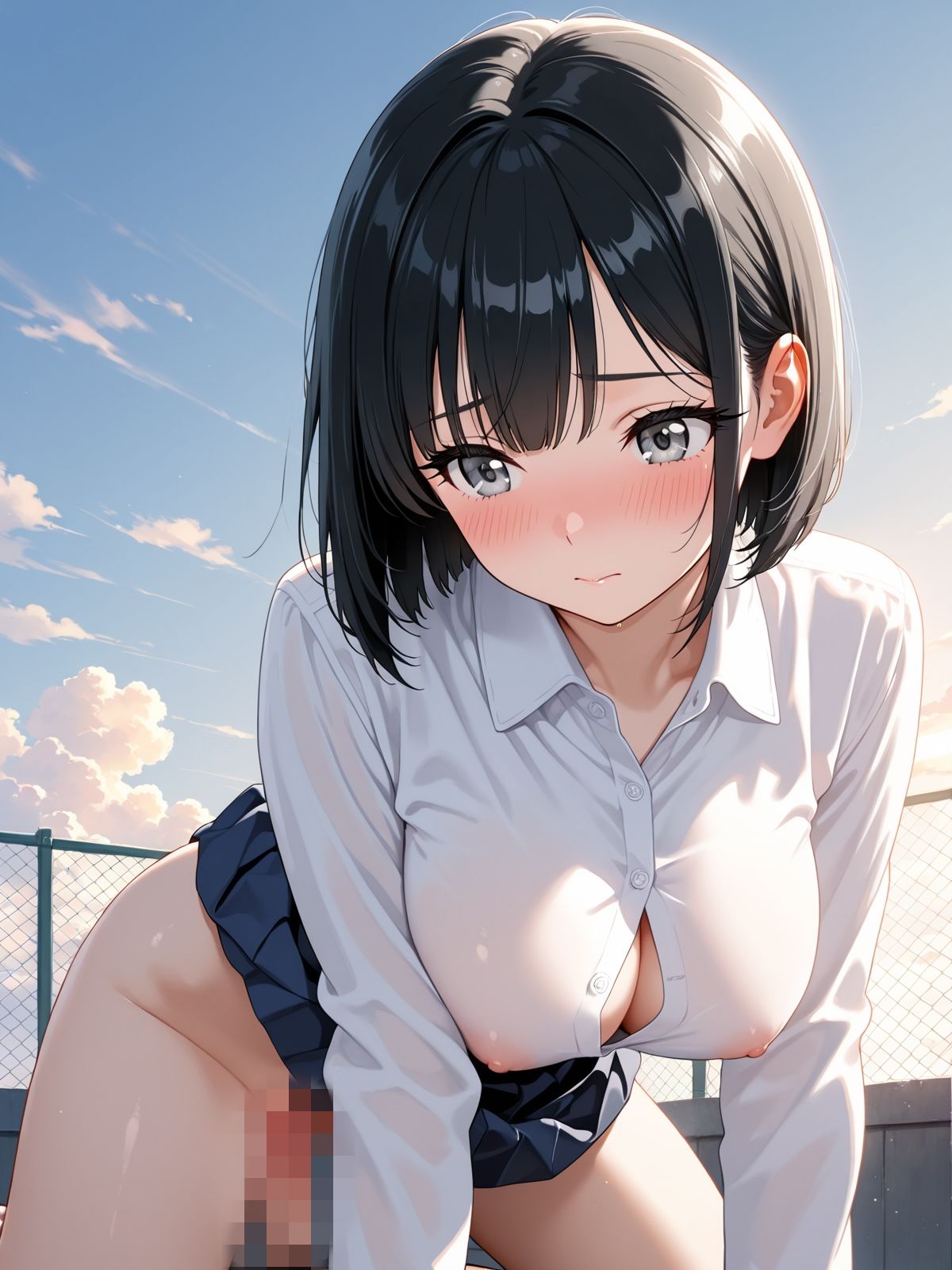 【AI学園喜ばれ部】部長と屋上でHして中だししたら喜ばれた - サンプル画像 7