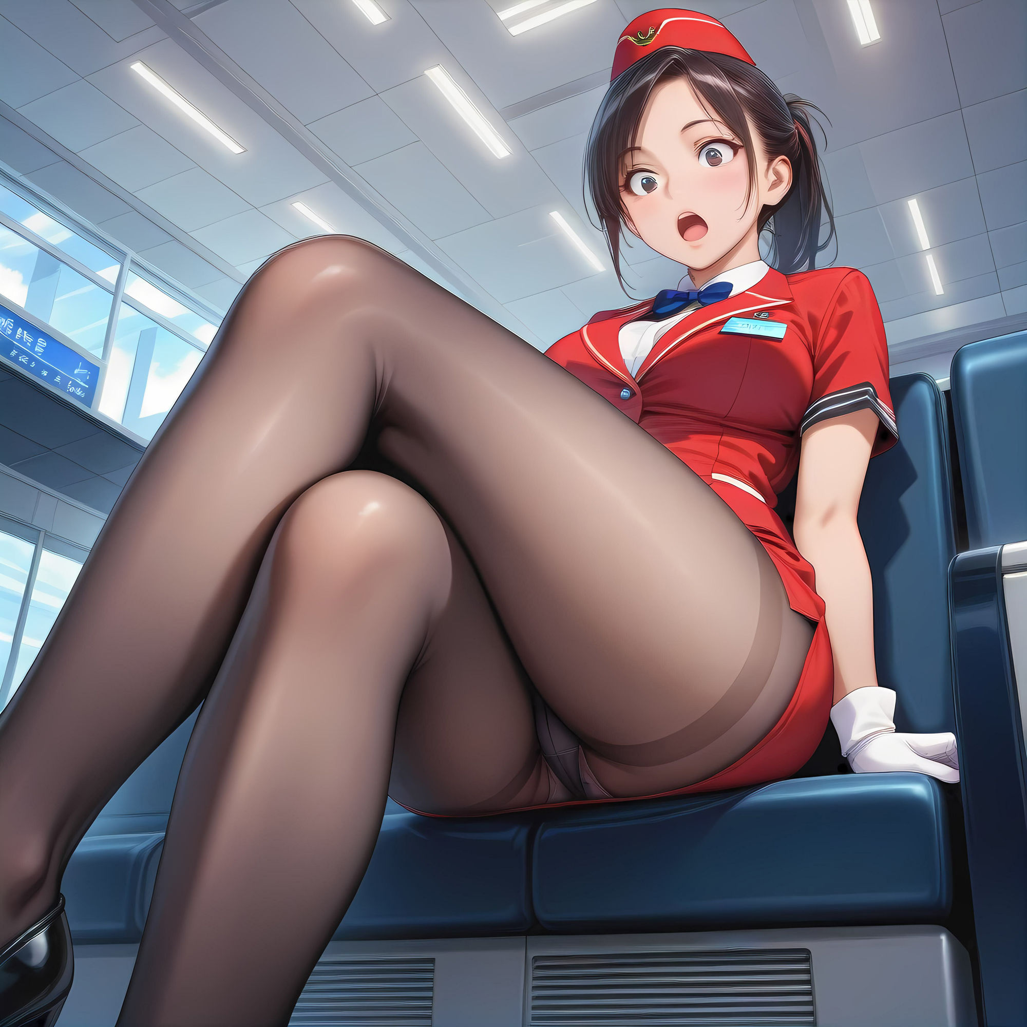 AIイラスト CA（キャビンアテンダント）フェティシズム - サンプル画像 1