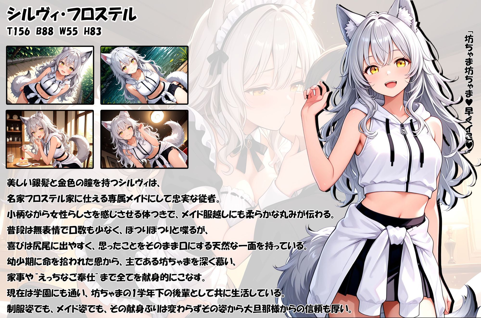 拾われケモミミメイドのシルヴィ2  疲れた坊ちゃまをホテルに連れ込んでいっぱいえっちなことしちゃうお話 - サンプル画像 1