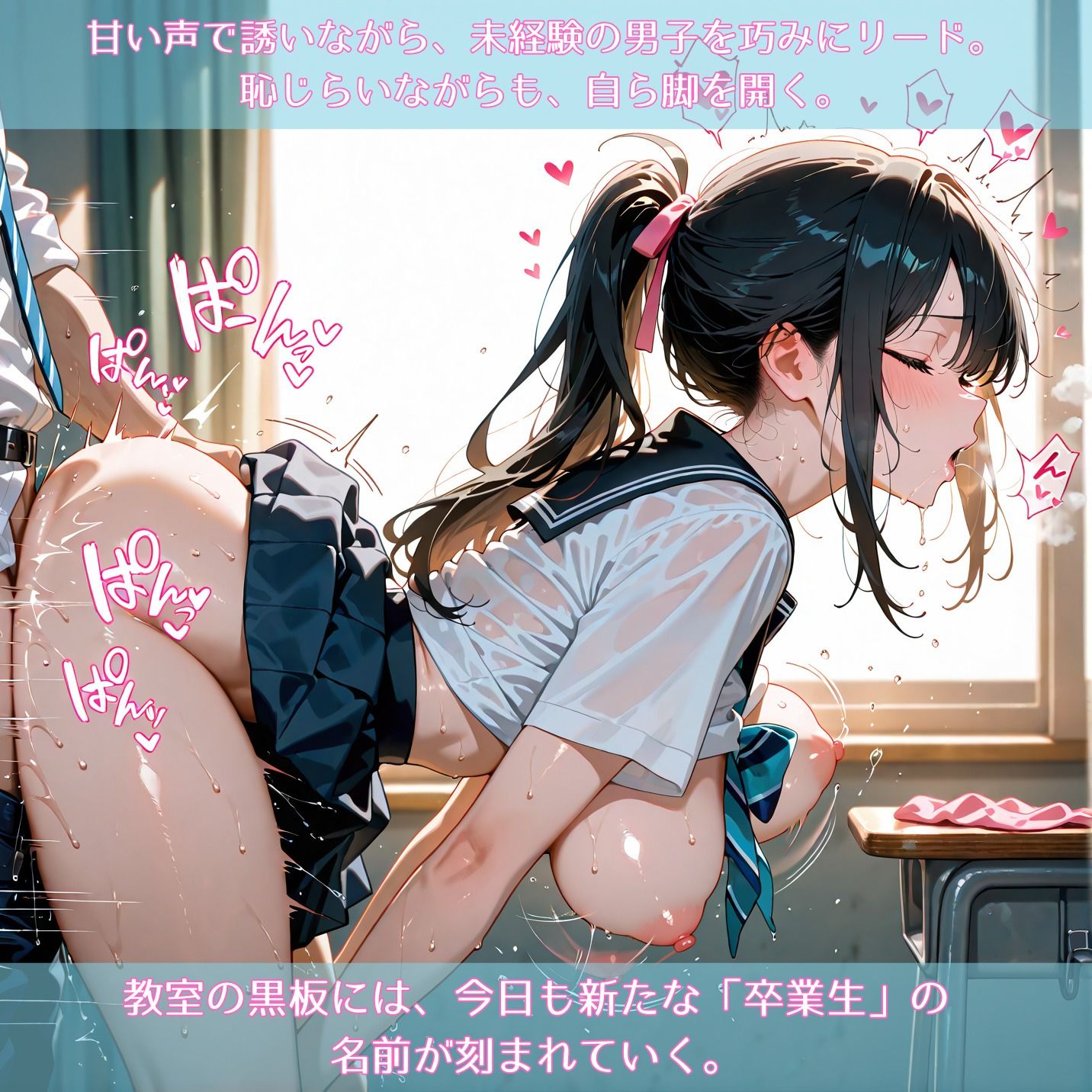 学年一の完璧女子は変態ビッチ〜放課後の教室、家で男子全員筆おろし〜 - サンプル画像 3