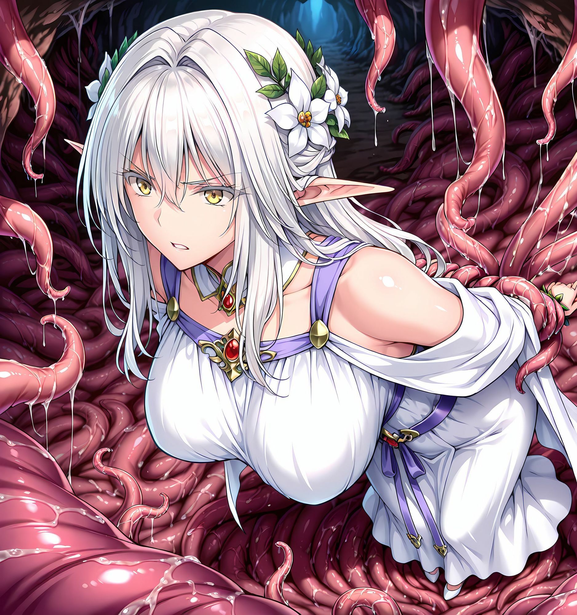 エルフ姫洗脳丸呑み〜悪堕ち淫魔化〜 - サンプル画像 3