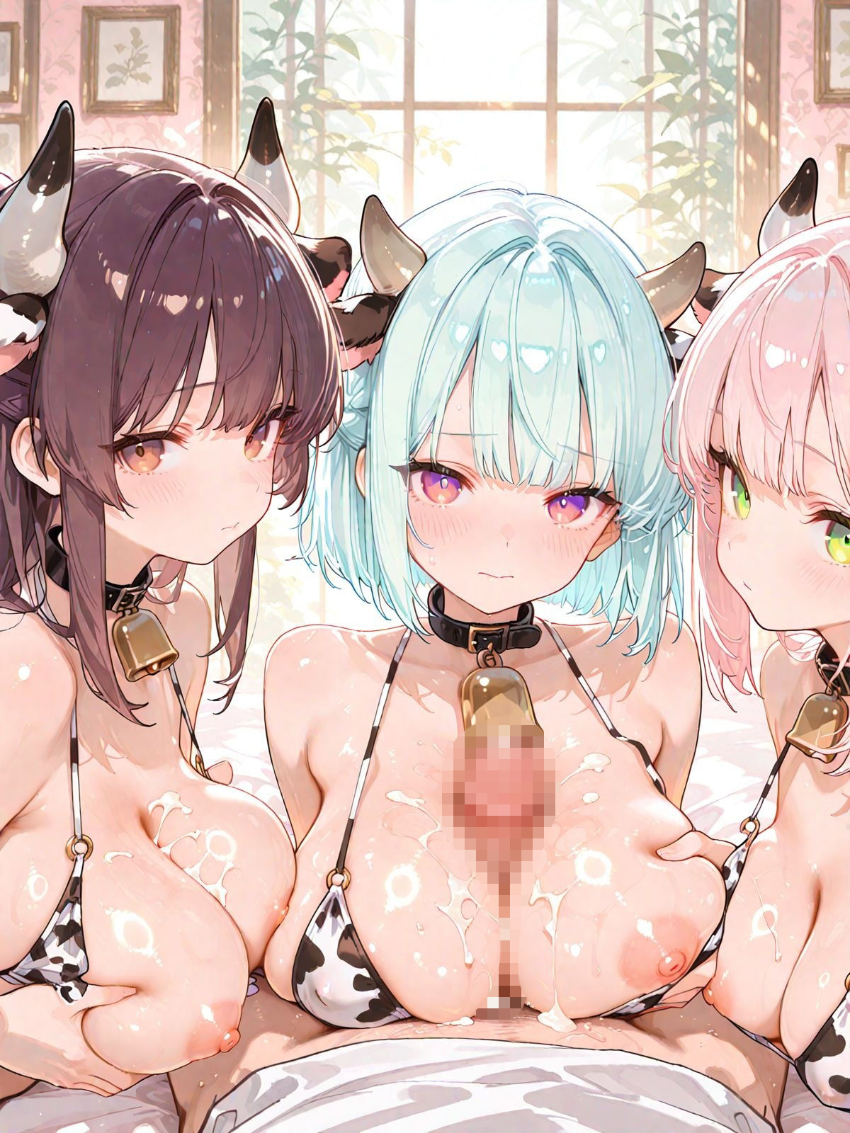 爆乳牛娘と夢のハーレム生活 - サンプル画像 5